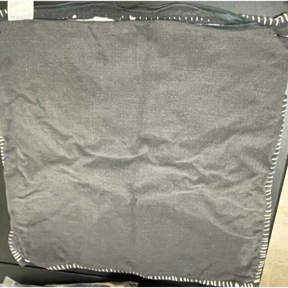 2 Pottery Barn Moroccan Tile Whipstitch Embroidered GRAY Pillow Cover 22" - Picture 2 of 8
